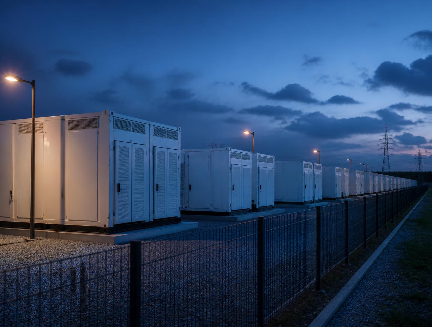 Battery energy storage containers at a utility-scale site